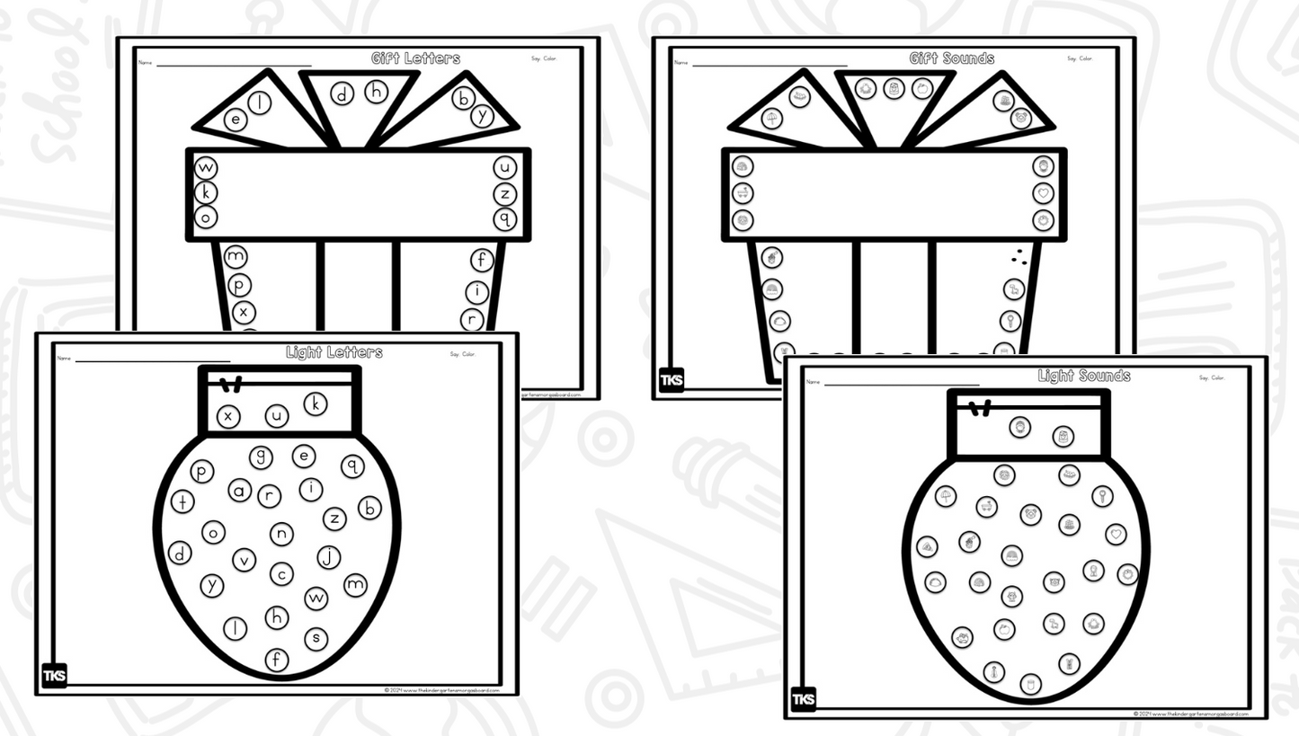 ELA & Math Low Prep Worksheets & Games Kindergarten Print It Up! December Print It Up!