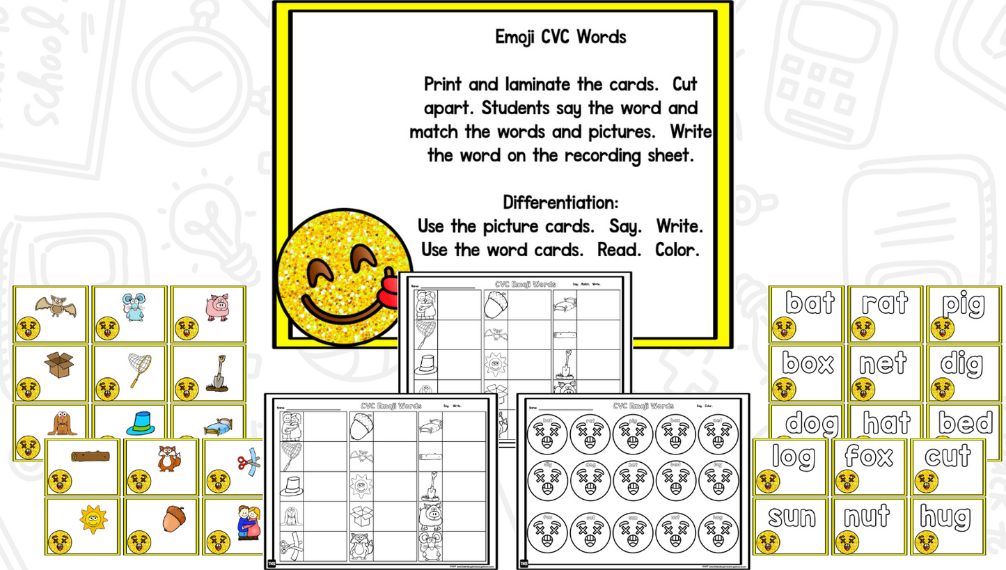 Emojis Math and Literacy Centers