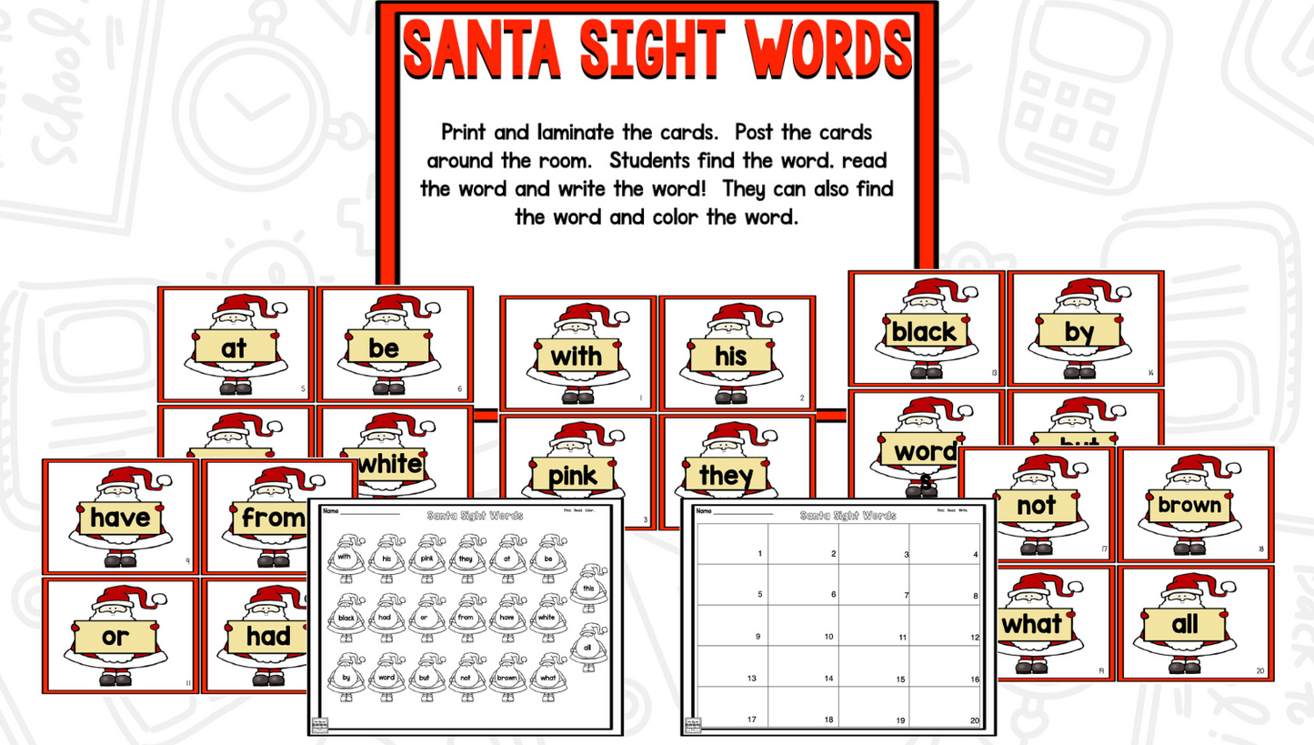 Santa Math and Literacy Centers