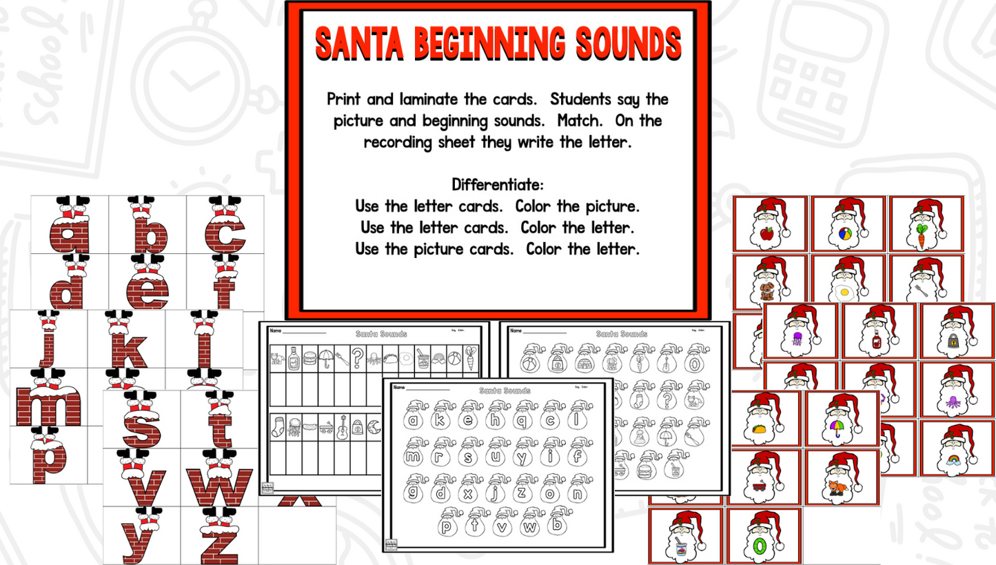 Santa Math and Literacy Centers