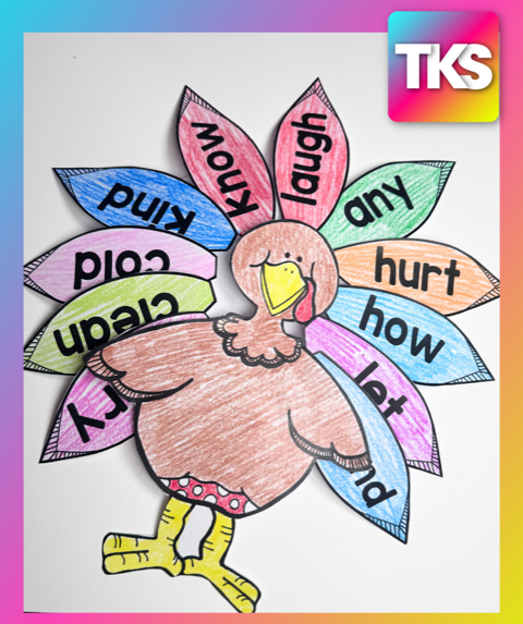 Turkey Thanksgiving Phonics Assessment Project & Activities for Kindergarten