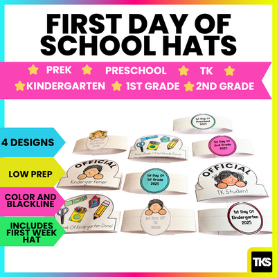 First Day of School Hats for Pre-K, K and 1!