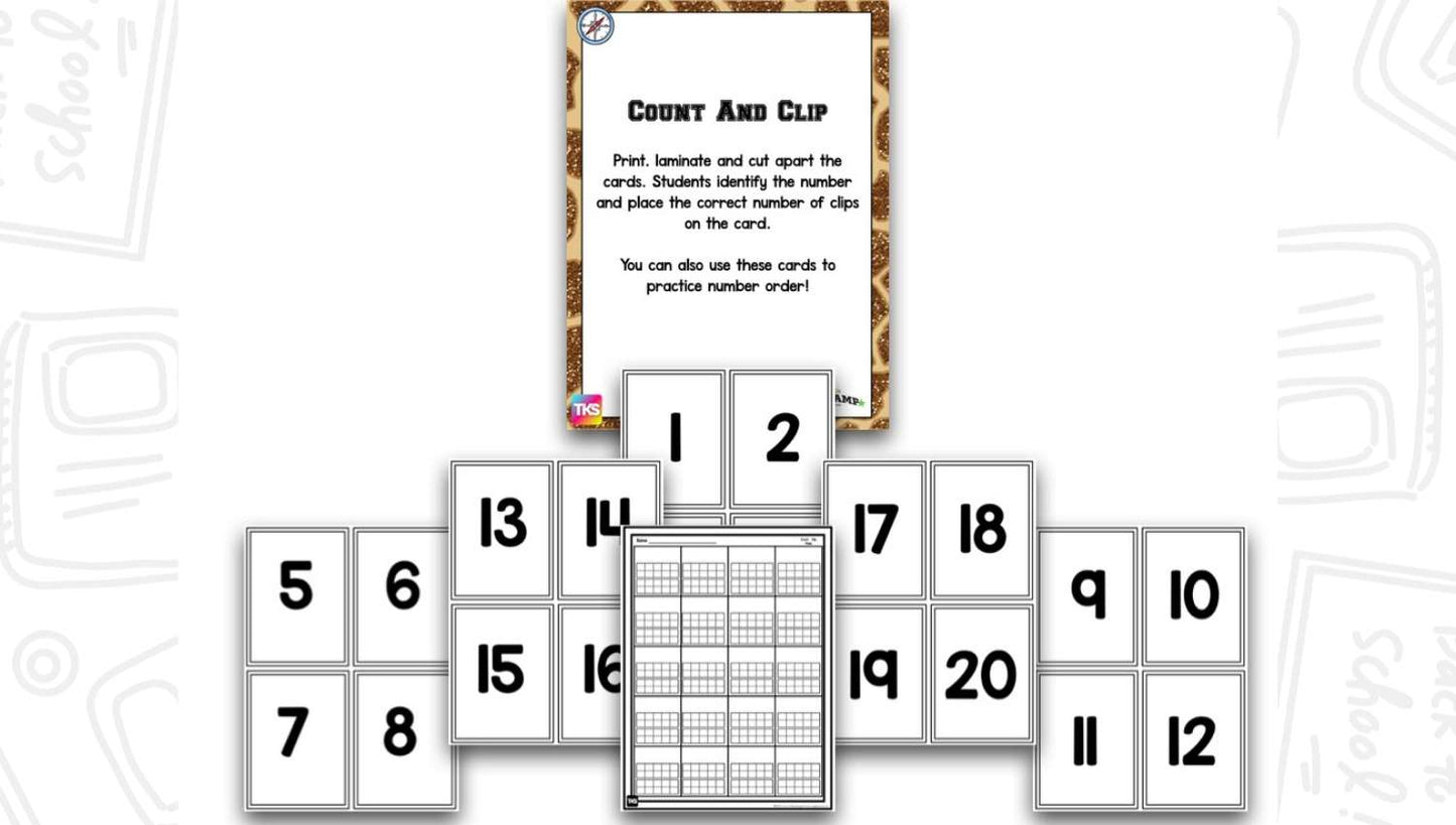 Number Bootcamp: Numbers and Counting 1-20 (Safari Theme)