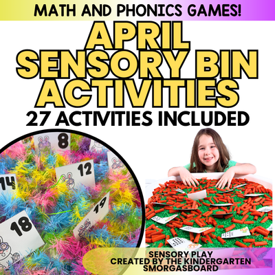 Sensory Bins Kindergarten Math & Phonics Centers | April, Spring And Easter