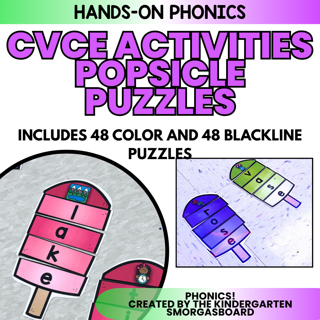 CVCe Words (Silent E) Phonics Centers | Kindergarten Word Work Activities
