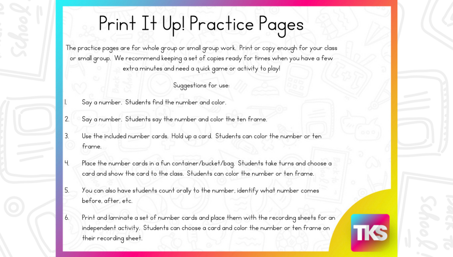 ELA & Math Low Prep Worksheets & Games Kindergarten Print It Up! December Print It Up!