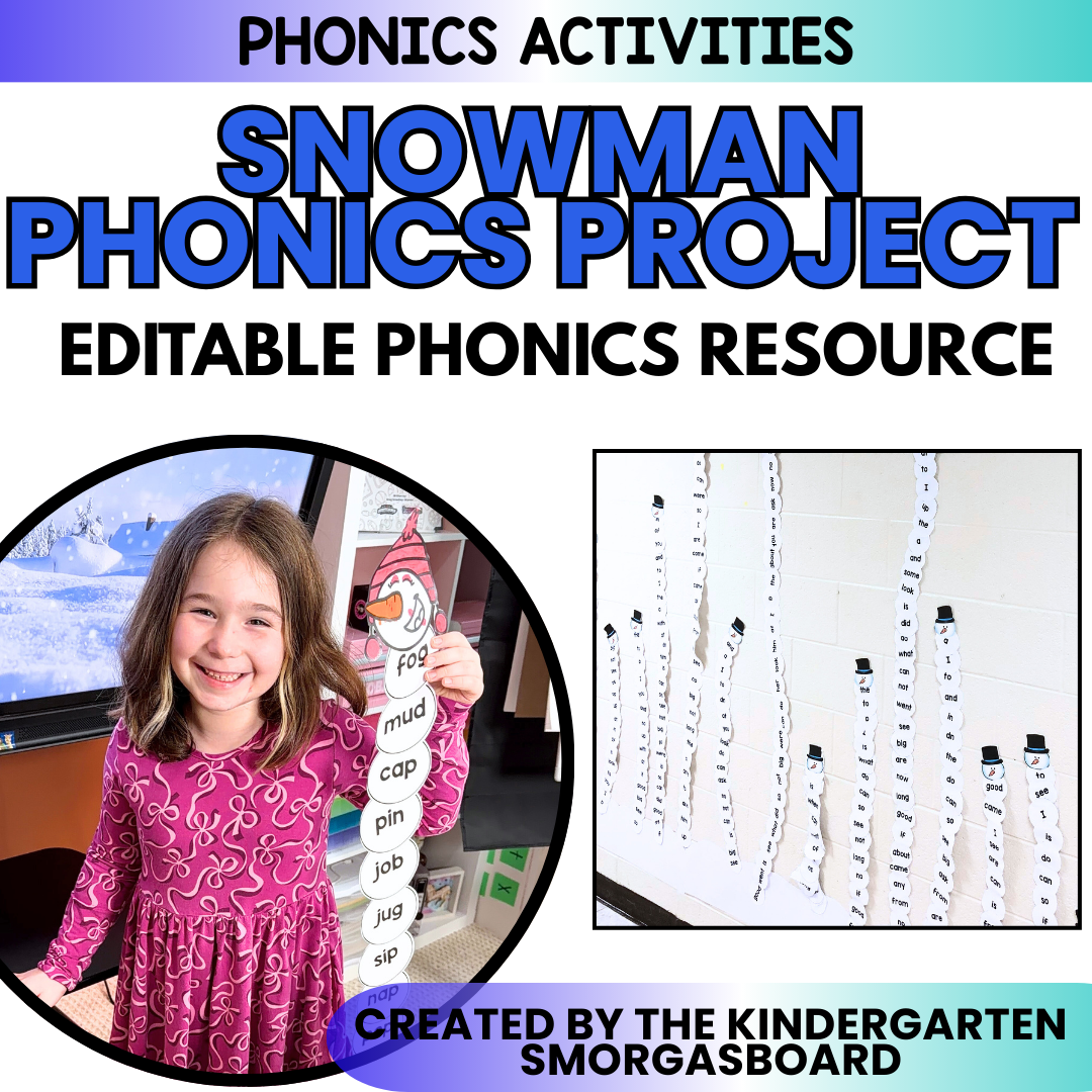 Snowman Craft: Editable Phonics Project And Snowman Activities