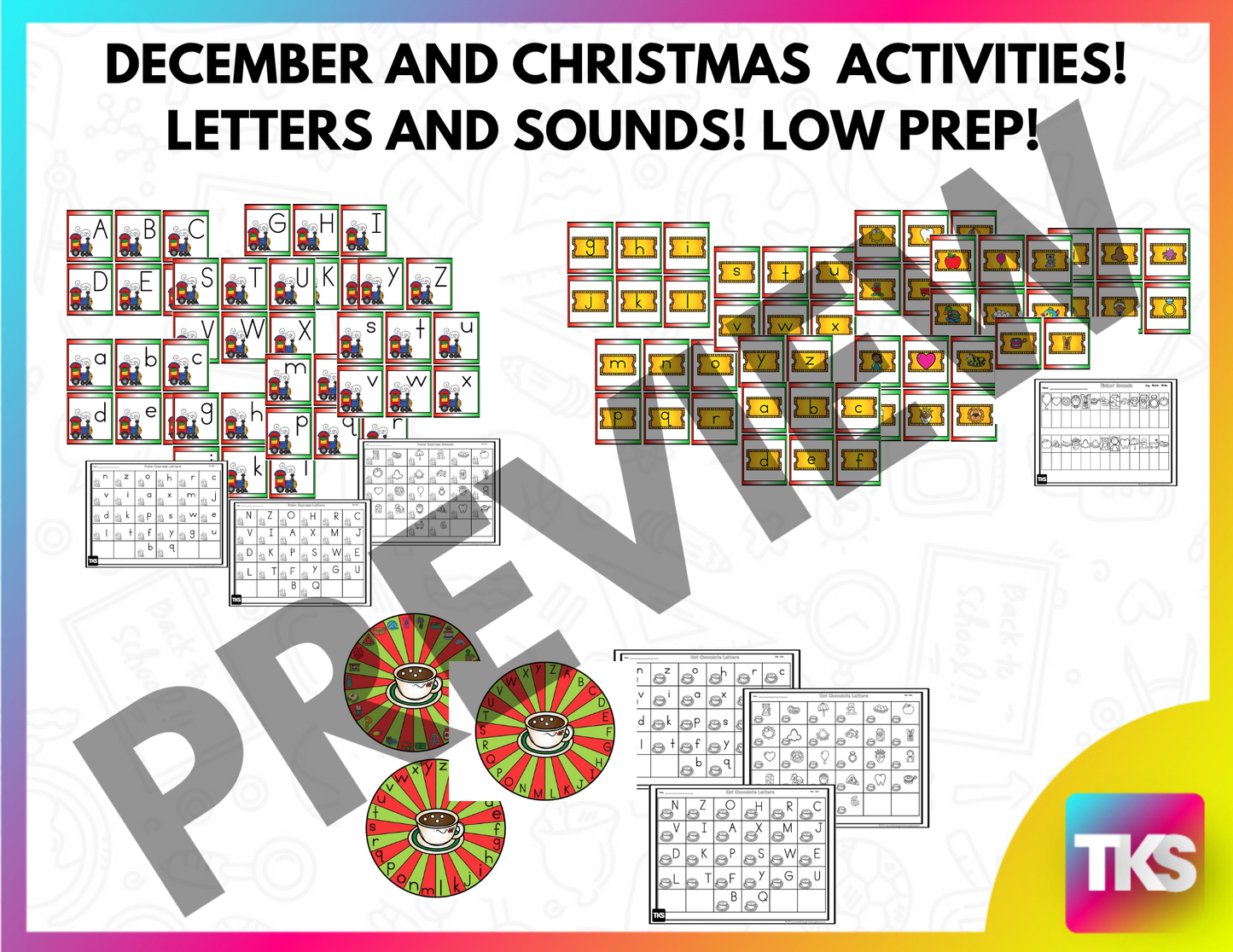 Polar Express Math, Literacy & Phonics Centers for Kindergarten