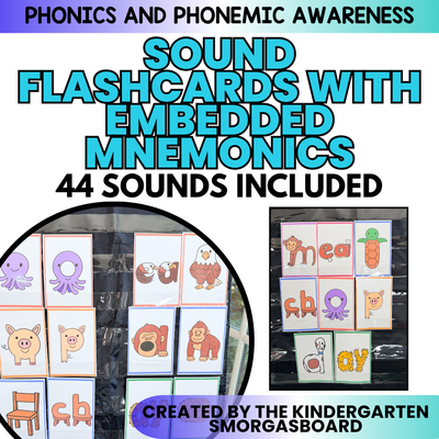 Embedded Mnemonics: Alphabet Sound Flashcards (44 Sounds)
