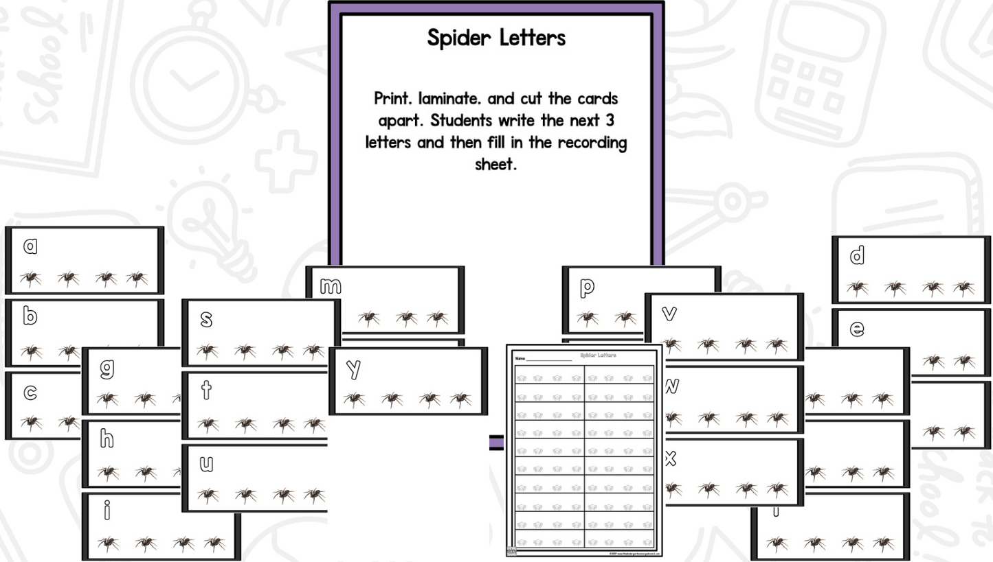 Spiders Reading Writing & Science Activities for Kindergarten