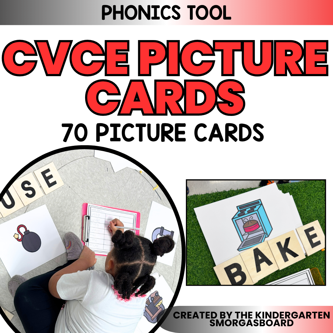 Large CVC-E Picture Cards For CVCE Words: Phonics Flashcards