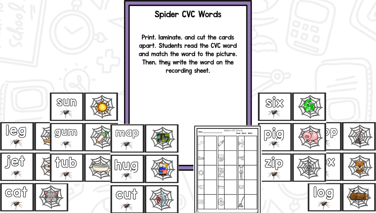 Spiders Reading Writing & Science Activities for Kindergarten