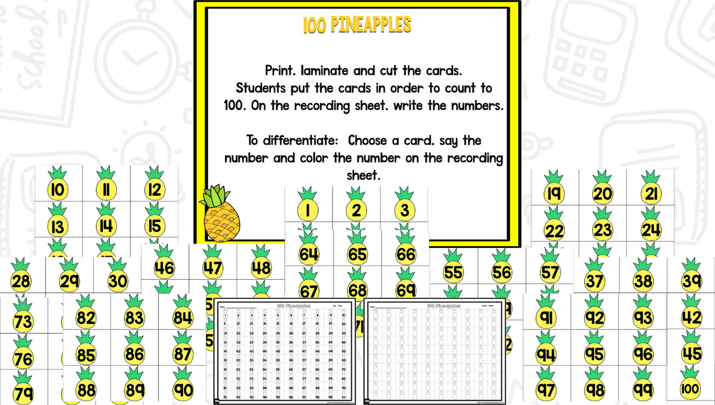 Pineapple Math and Literacy Centers