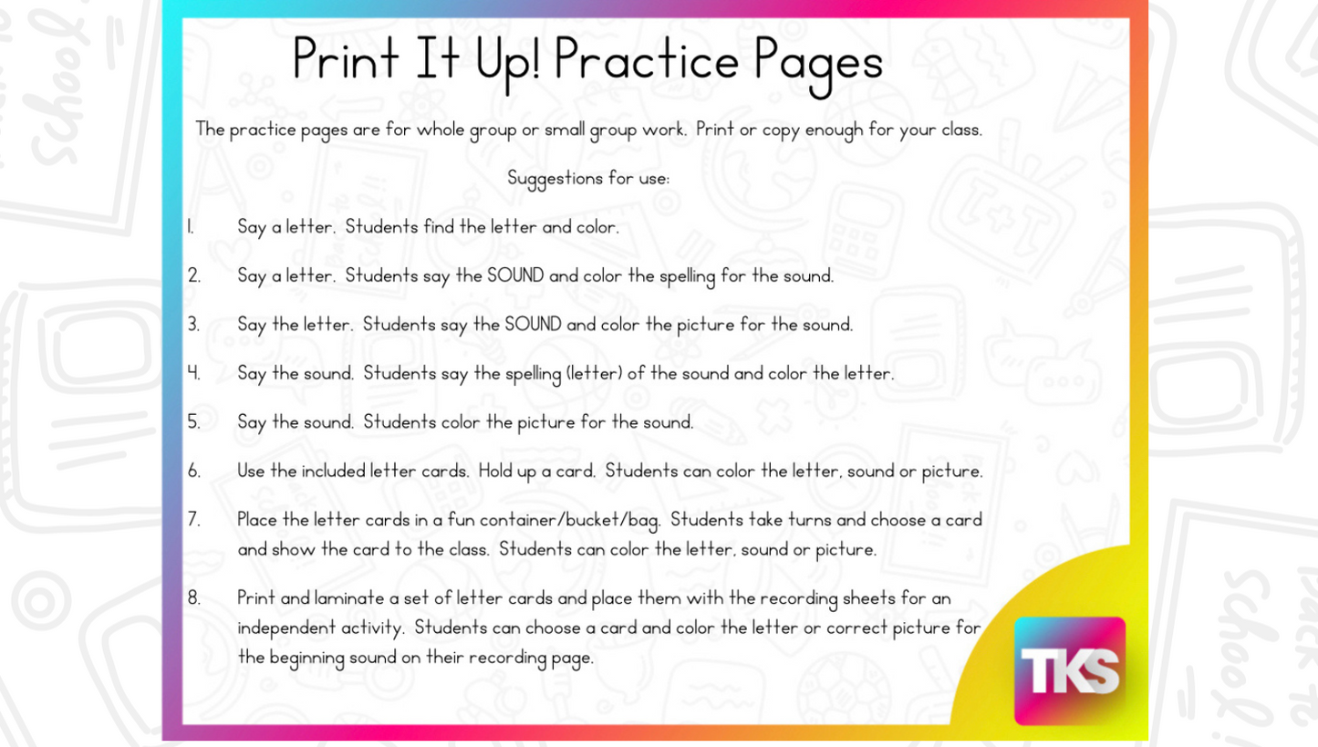 ELA & Math Low Prep Worksheets & Games Kindergarten Print It Up! December Print It Up!