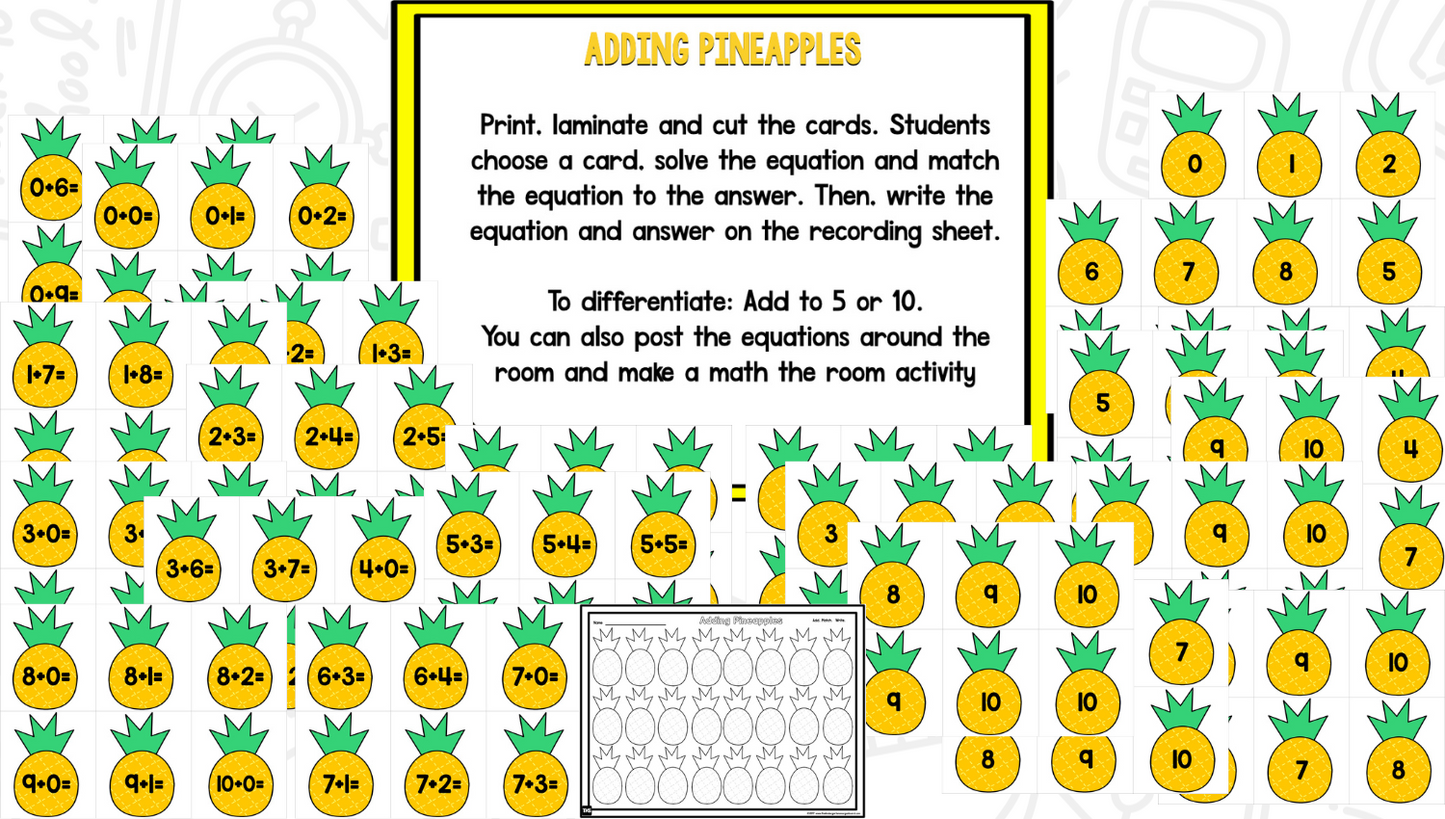 Pineapple Math and Literacy Centers