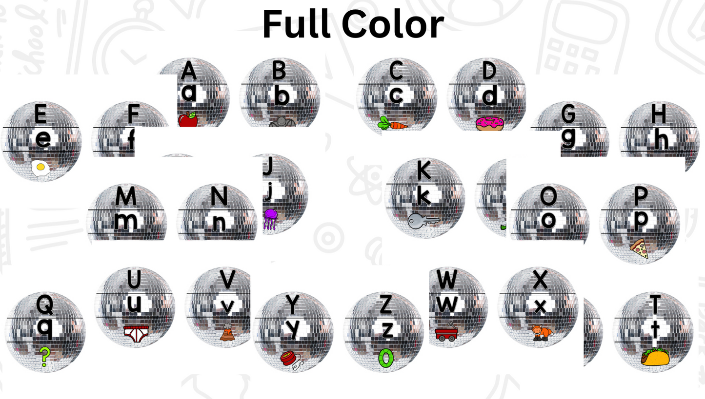 Disco Ball Letters & Sounds Puzzles