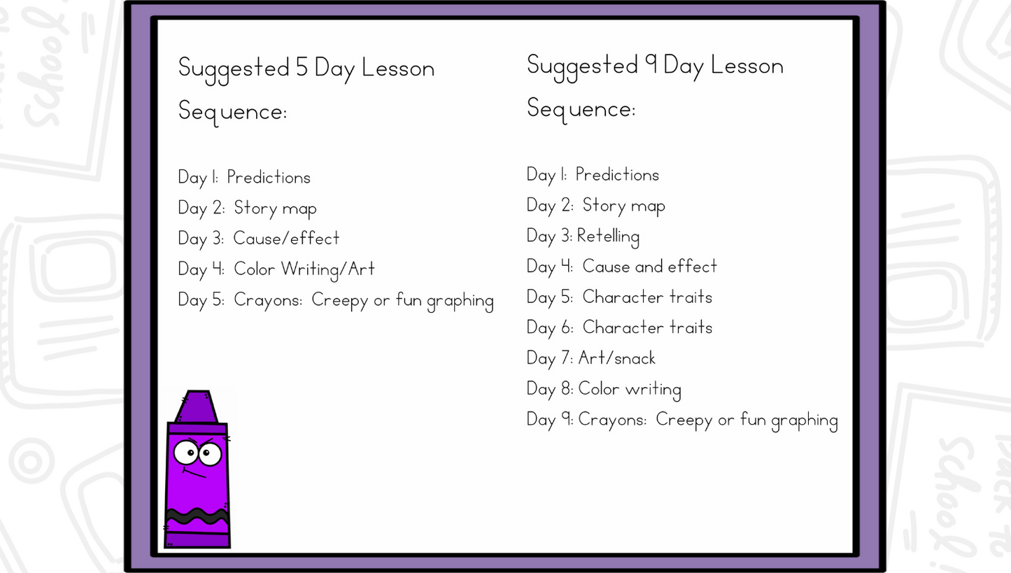 Creepy Crayon Read Aloud Activities | October Comprehension Lessons