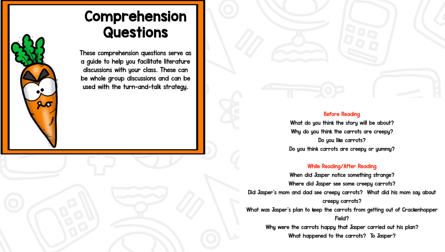 Creepy Carrots - Reading Comprehension Strategies & Activities