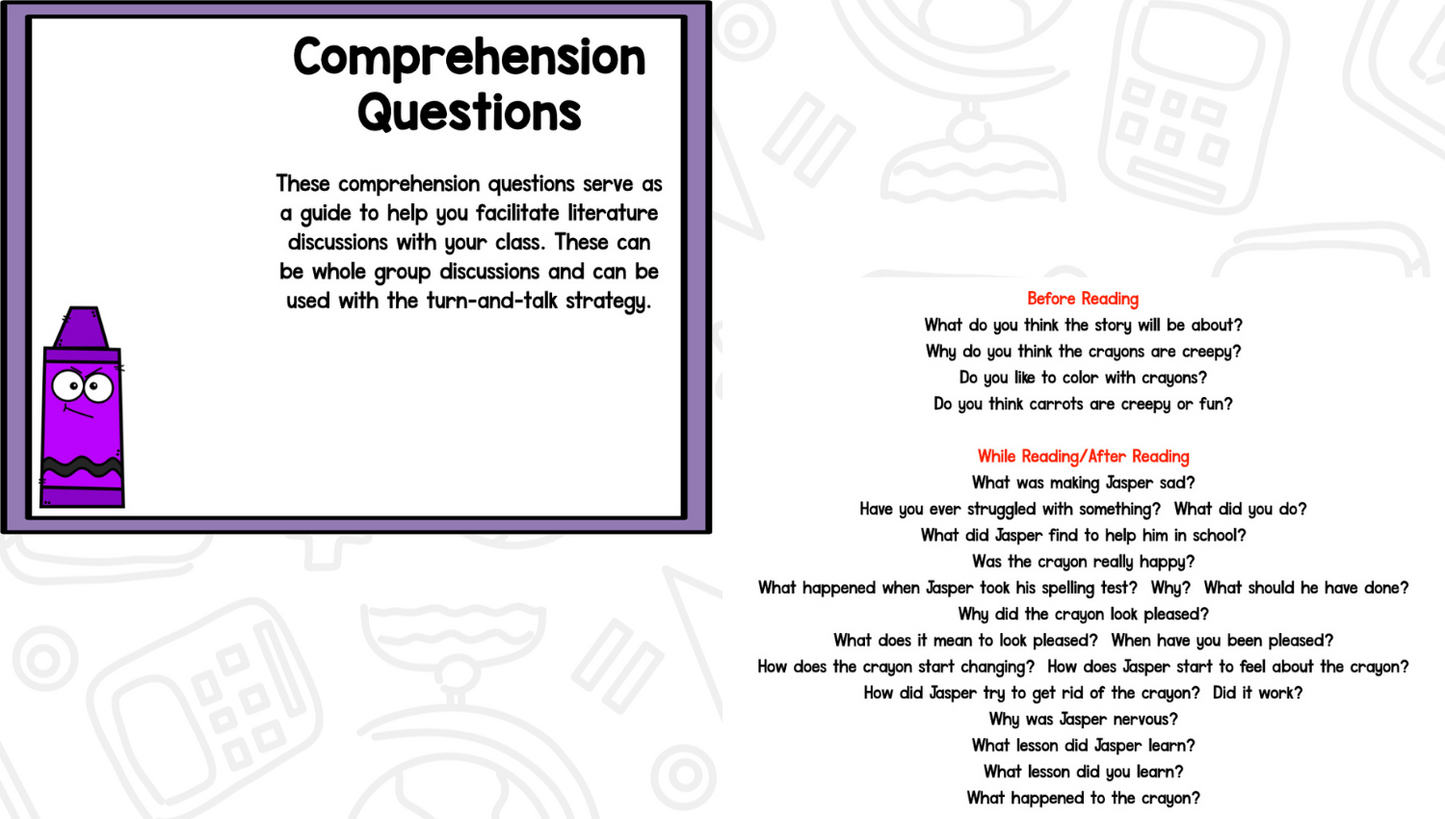 Creepy Crayon - Reading Comprehension Strategies & Activities