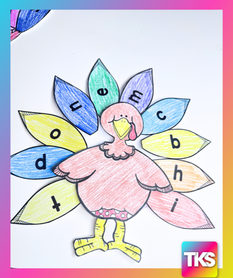 Turkey Thanksgiving Phonics Assessment Project & Activities for Kindergarten