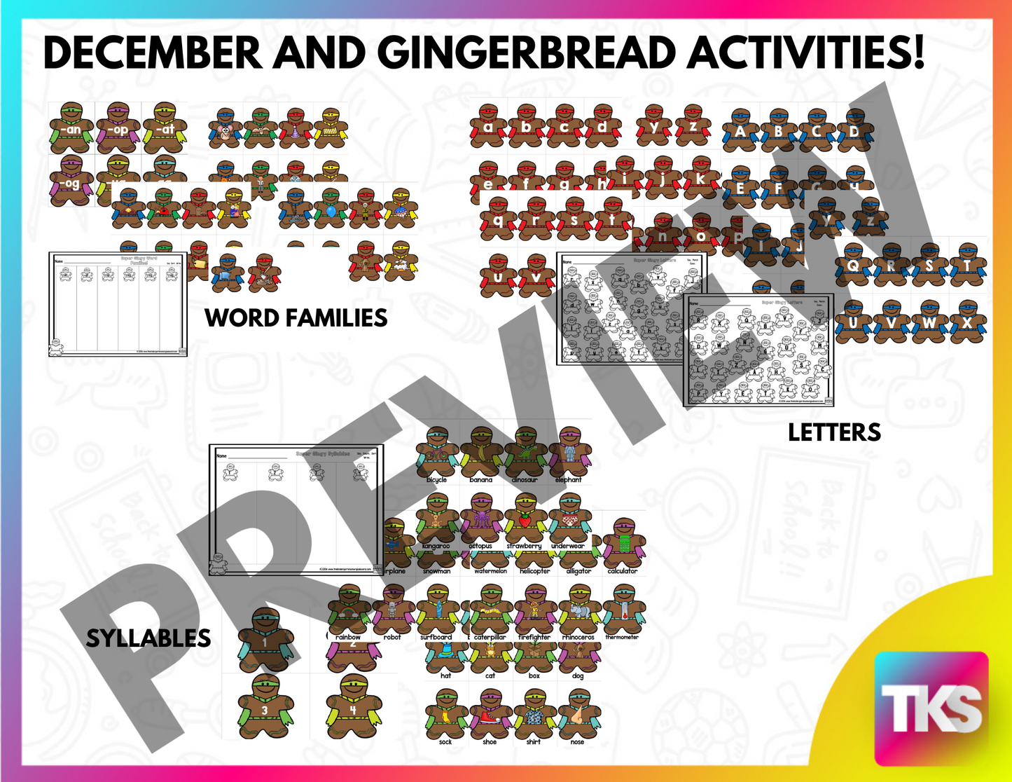Gingerbread Activities: Gingerbread Superhero Centers