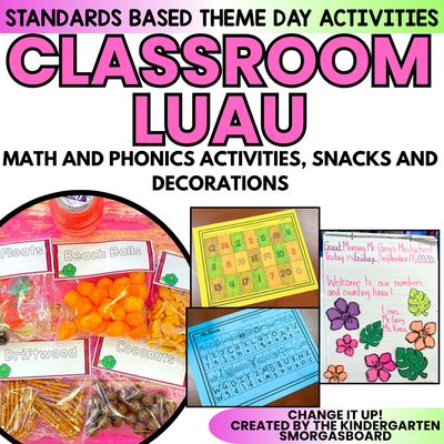 Classroom Luau Activities | Math & Phonics Activities l Decorations l Snacks