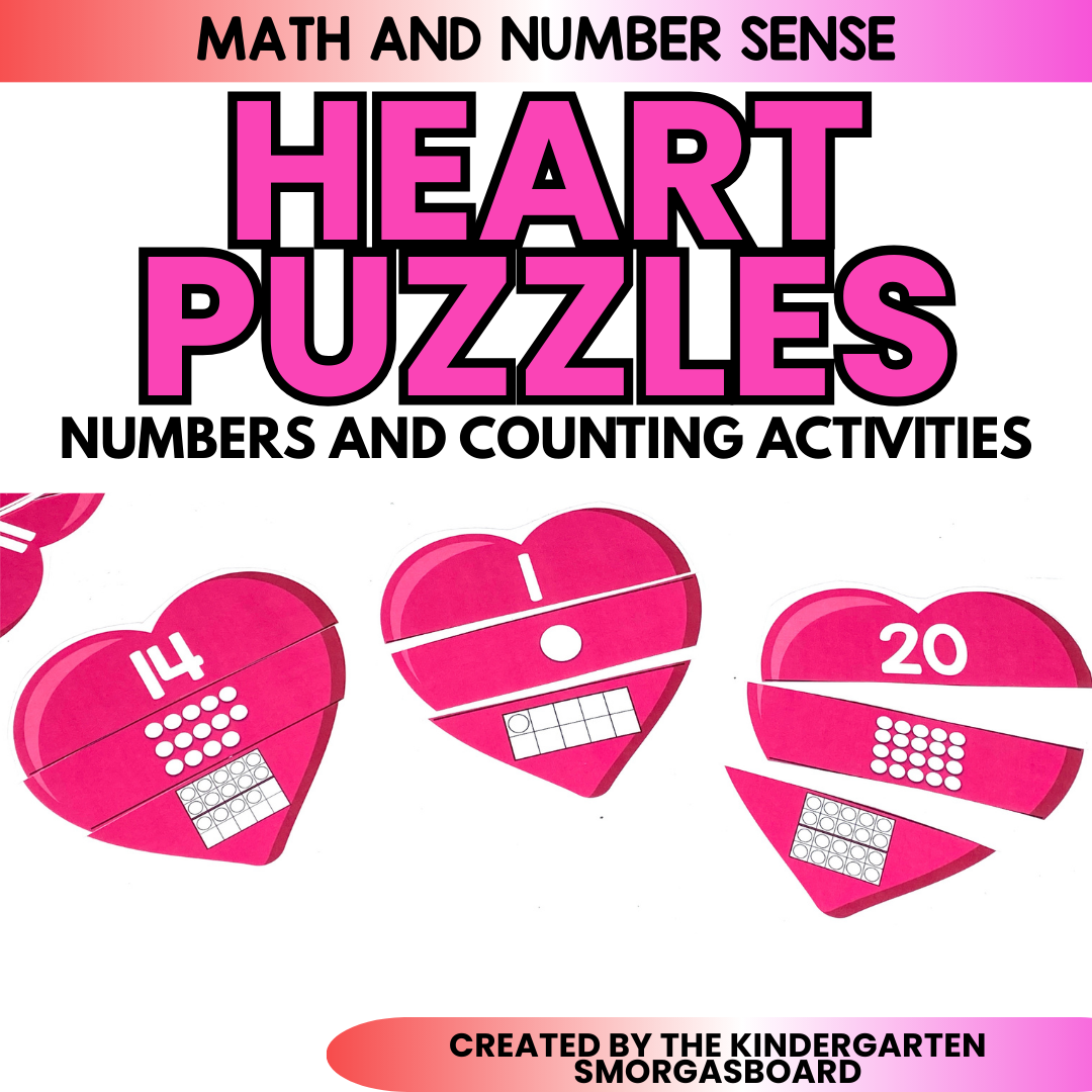 Valentine's Math: Heart Puzzles Numbers and Counting