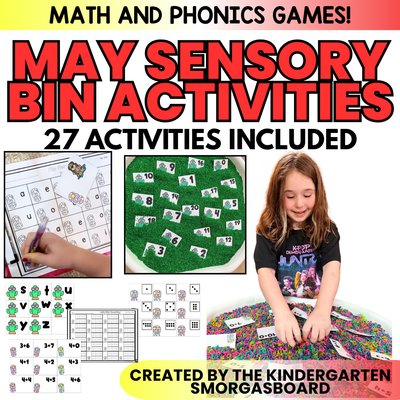 Sensory Bins Kindergarten Math & Phonics Centers | May, Summer And Spring