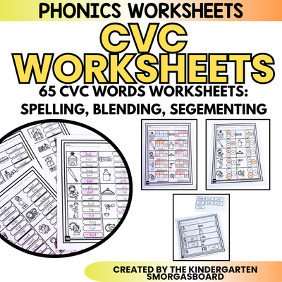 CVC Worksheets: No Prep CVC Words Worksheets-See It! Say It! Spell It!