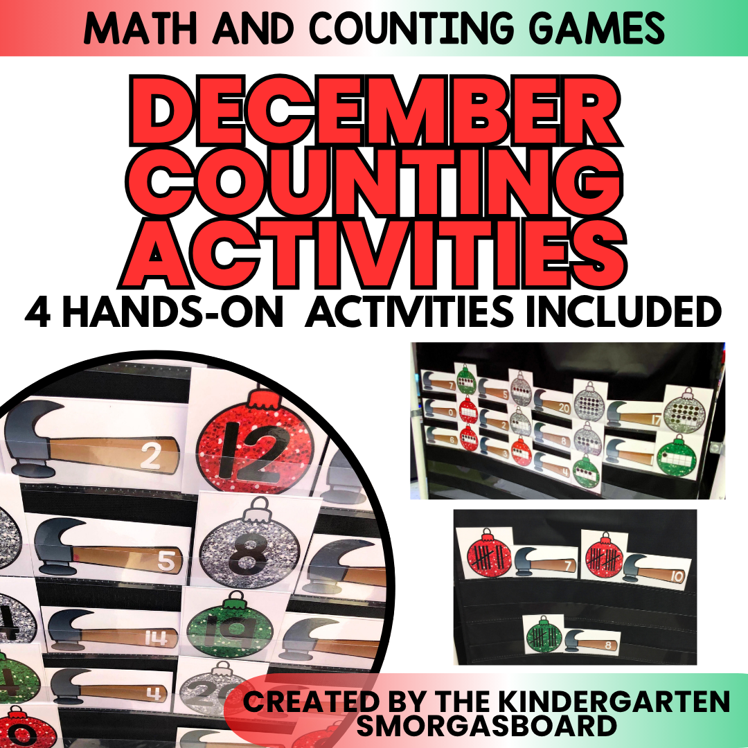 Christmas Numbers and Counting Center Activities Kindergarten Smashing Ornaments