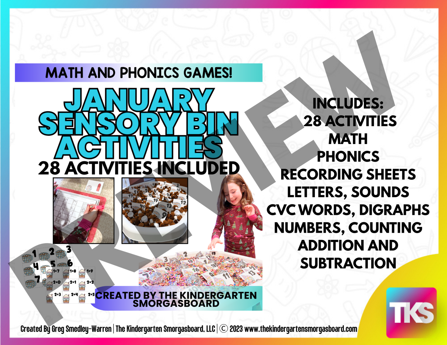Kindergarten Sensory Bin Activities: January, Winter And New Year's