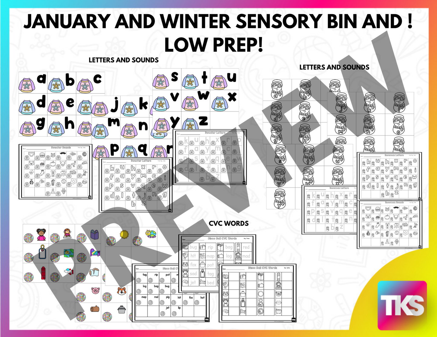 Kindergarten Sensory Bin Activities: January, Winter And New Year's