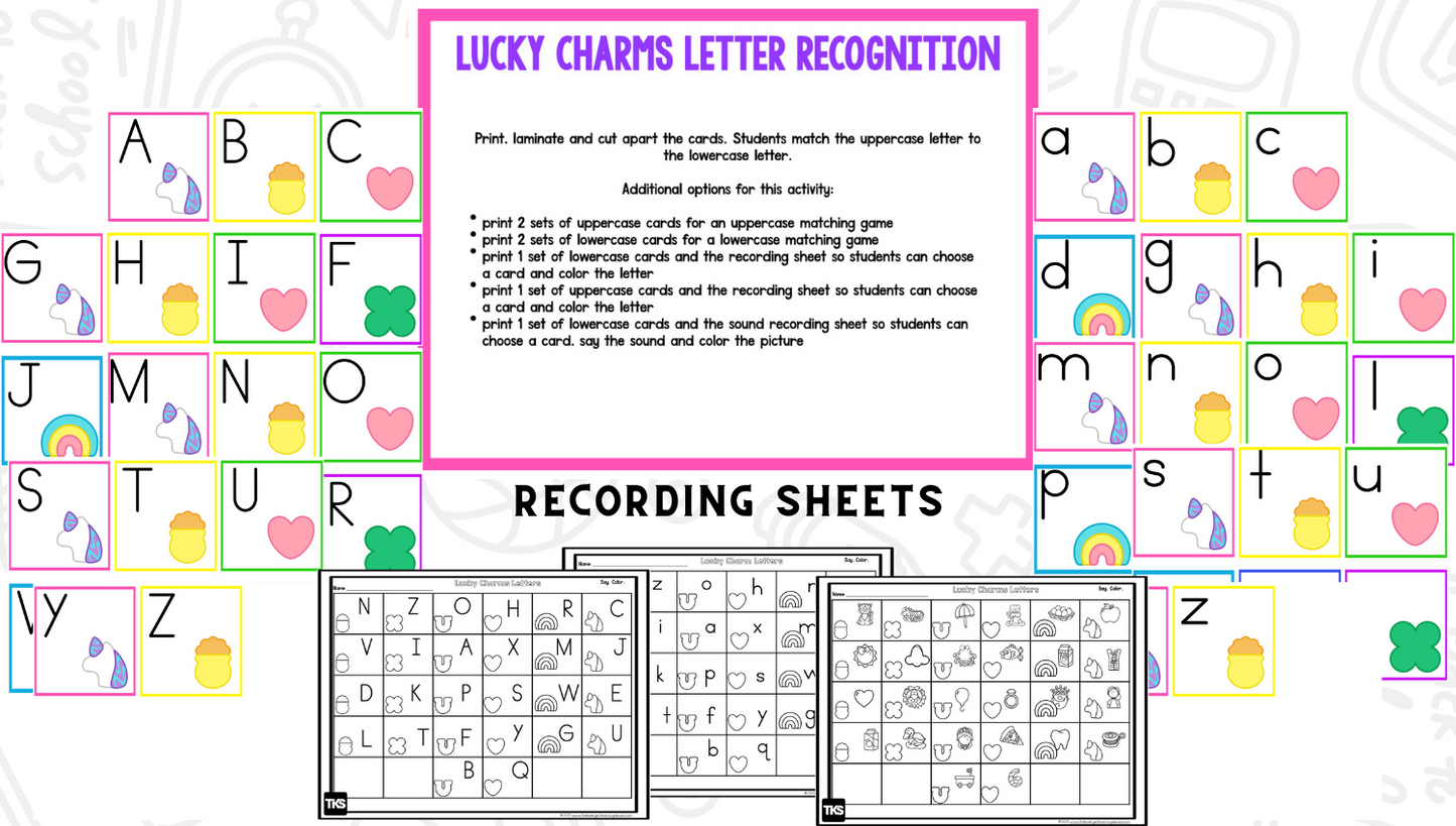 Math & Phonics -Lucky Charms Themed Hands-On Small Group & Centers Activities