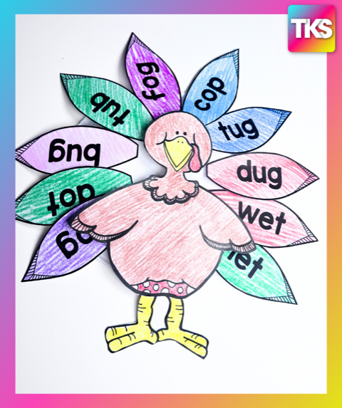 Turkey Thanksgiving Phonics Assessment Project & Activities for Kindergarten