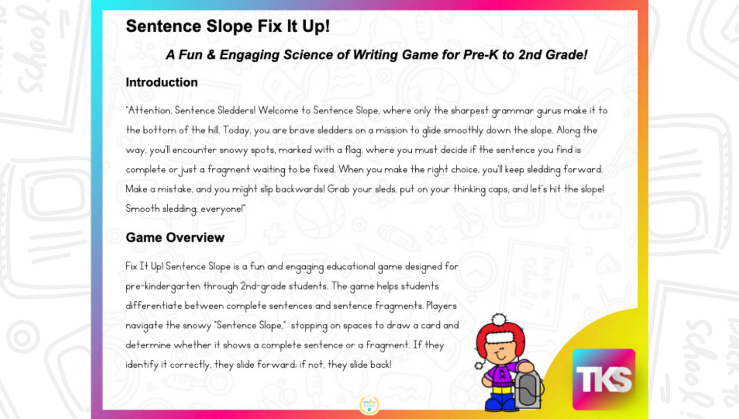 Fix It Up! Sentence Slope Challenge