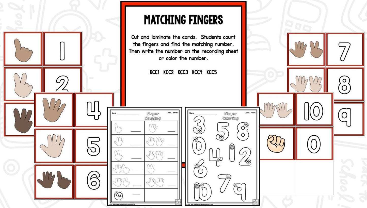 Finger Counting to 10 with Matching Posters