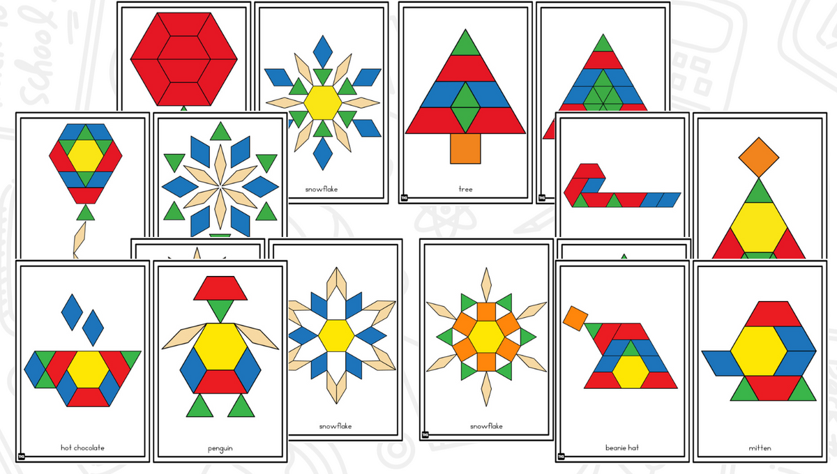 Pattern Builder Mat Build It Up! January Pattern Block and Counting Cube Mats – The ...