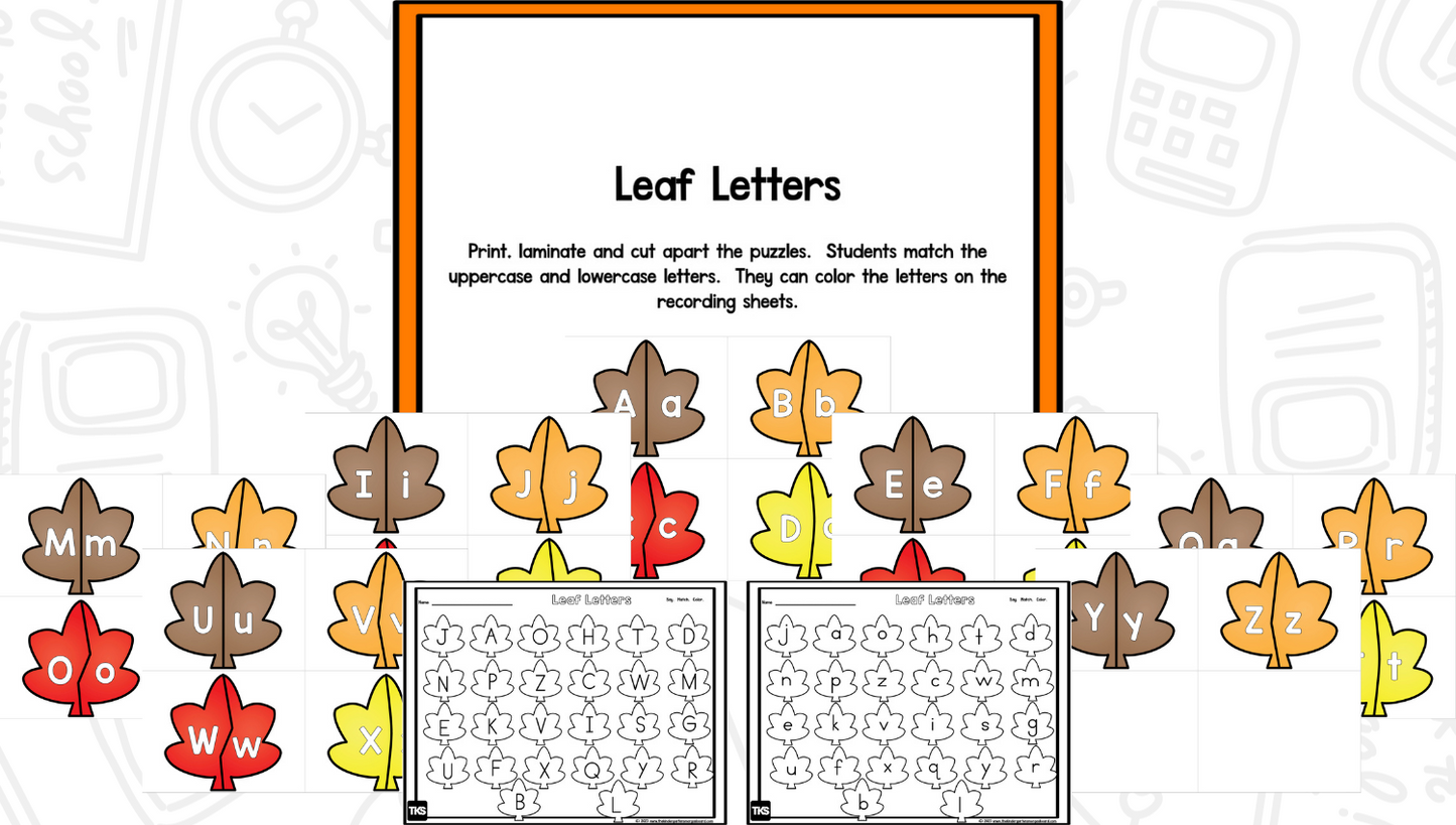 Leaf Puzzles: Letters, Sounds, Numbers, and Counting