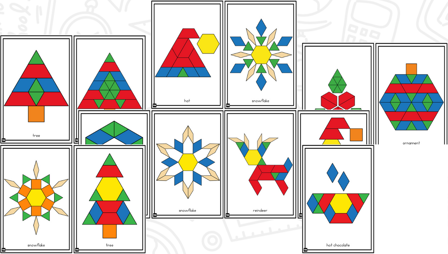 Build It Up! December Pattern Block and Counting Cube Mats