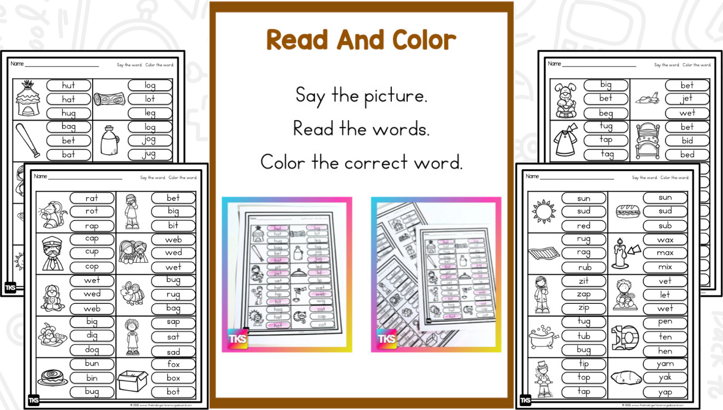 See It! Say It! Spell It! CVC Words Worksheets