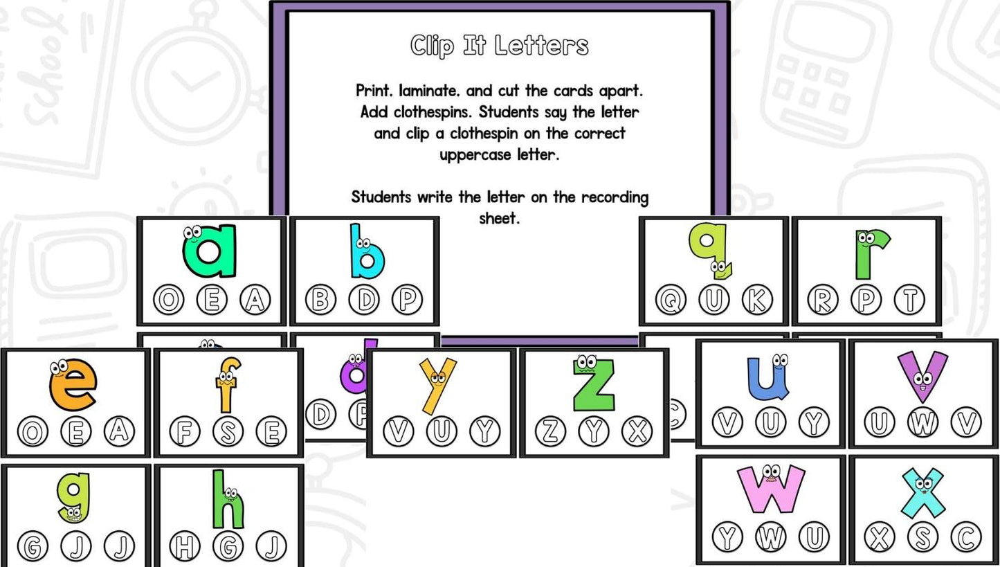 Clip It! Learn It! Math and Literacy Centers
