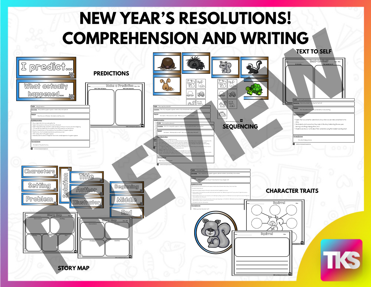 Squirrel's New Year's Resolution Comprehension, Writing Kindergarten