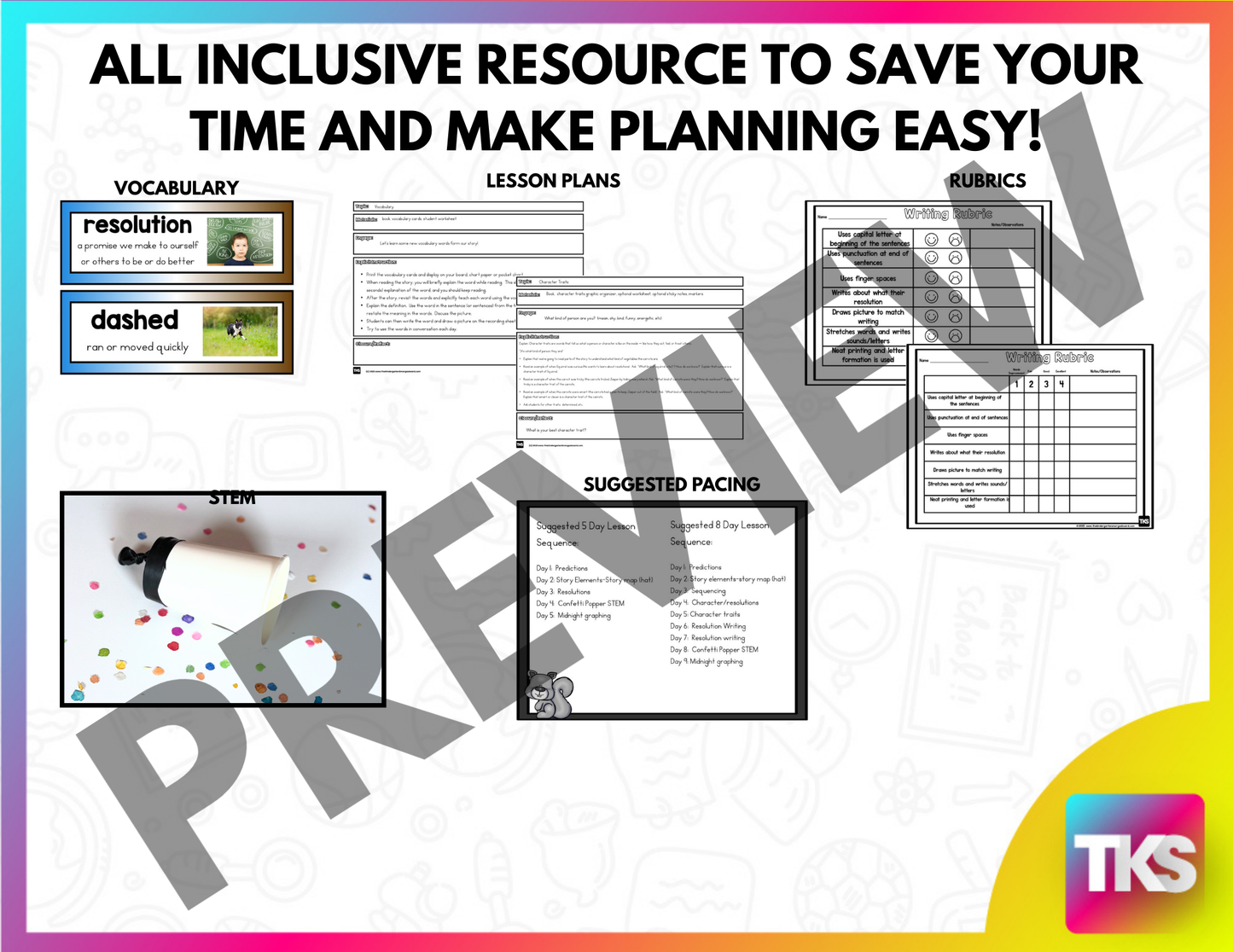 Squirrel's New Year's Resolution Comprehension, Writing Kindergarten