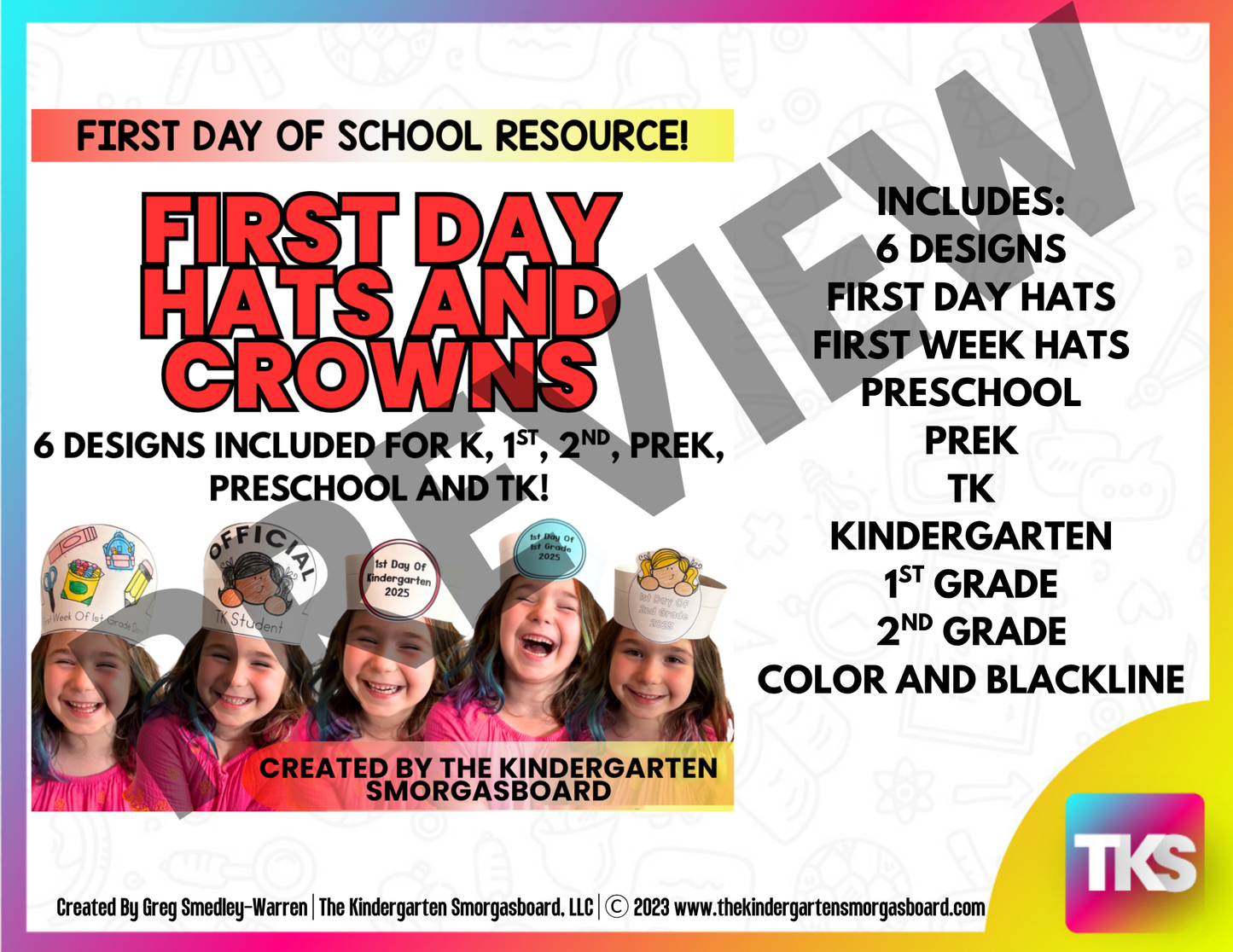 First Day of School Hats And First Day Crowns