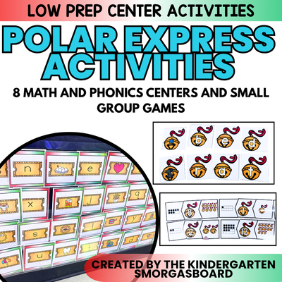 Polar Express Math, Literacy & Phonics Centers for Kindergarten