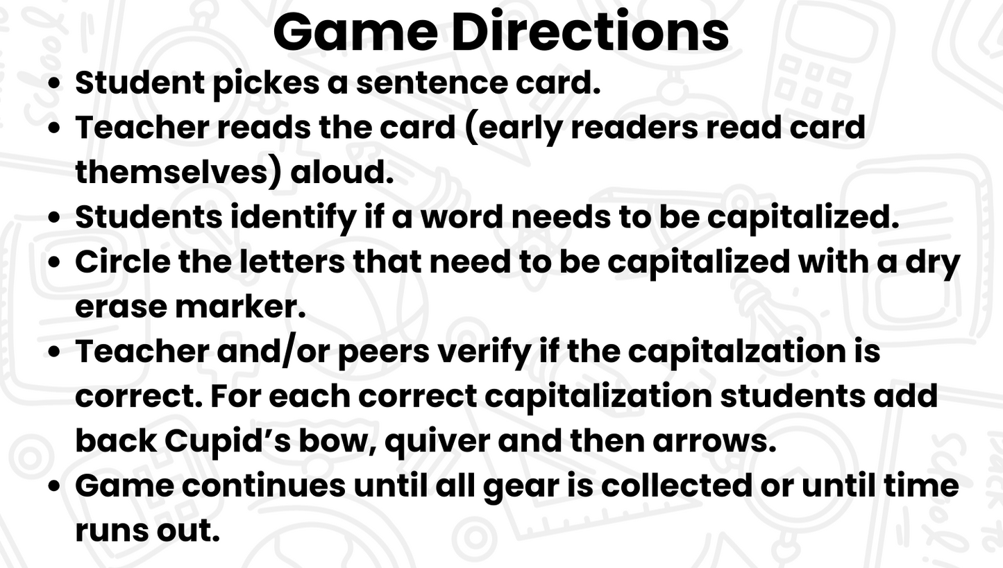 Fix It Up! Cupid Sentences Capitalizing Words in Writing Sentences