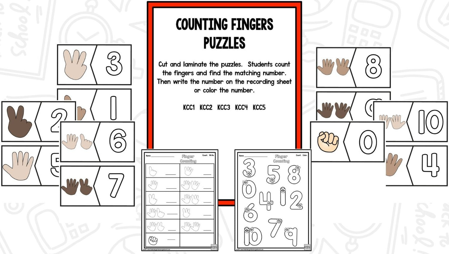 Finger Counting to 10 with Matching Posters