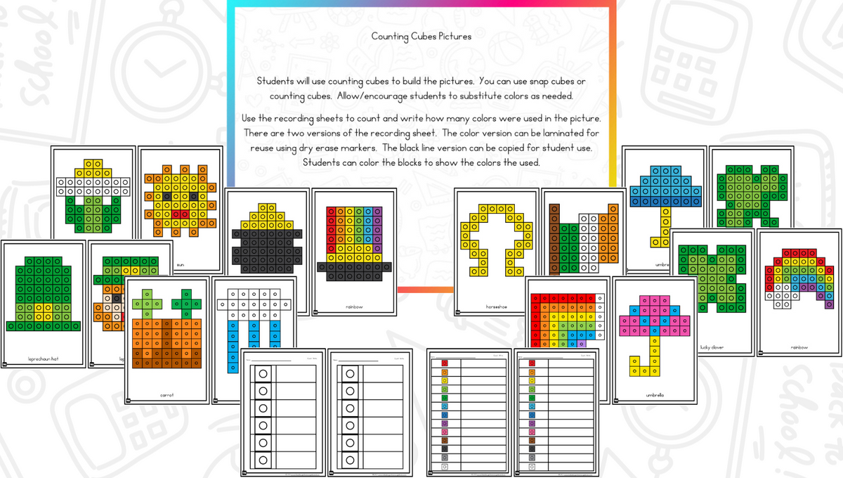 Pattern Builder Mat Build It Up! March Pattern Block and Counting Cube Mats – The ...