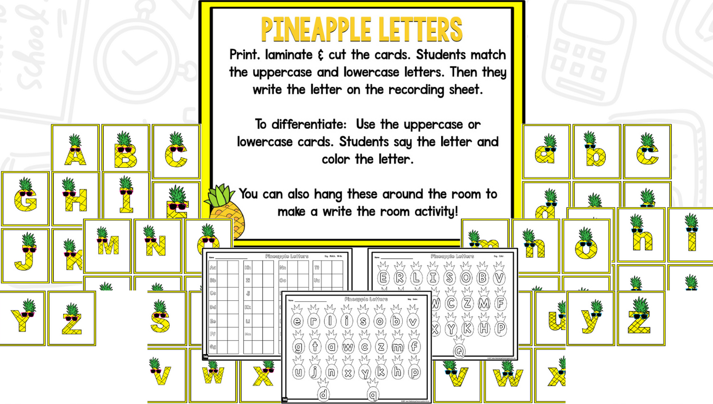 Pineapple Math and Literacy Centers