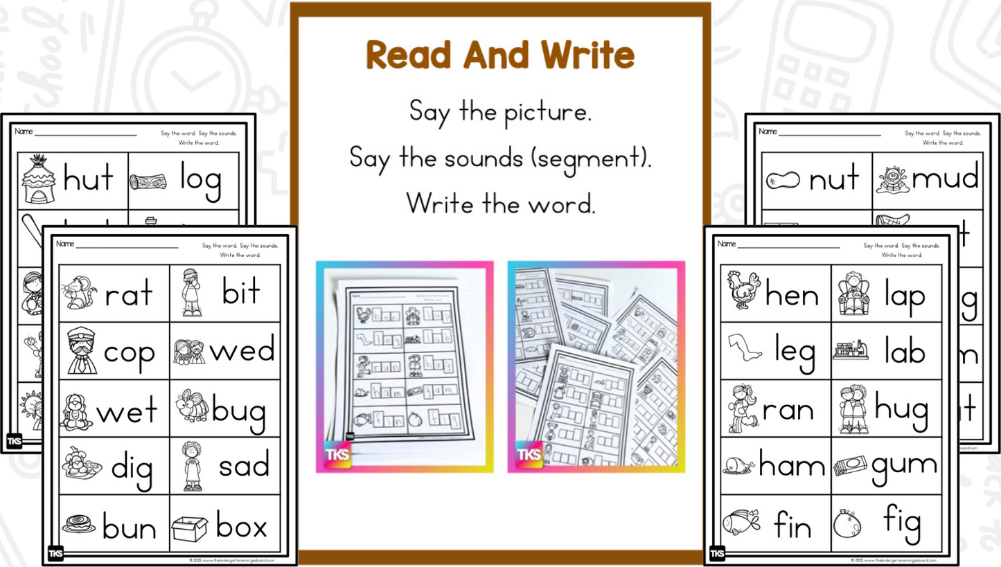 See It! Say It! Spell It! CVC Words Worksheets